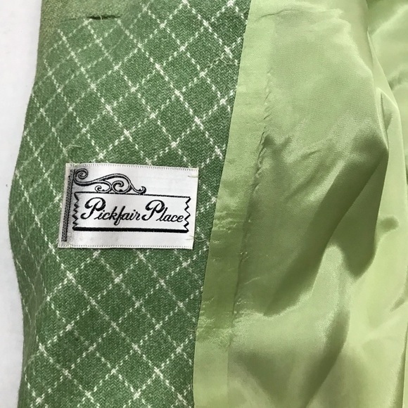Vintage Pickfair Place Women’s small Union Made Green Check Wool Coat Union Made - Picture 10 of 12